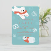 Polar Beren Christmas Party Invitation Kaart (Staand voorkant)