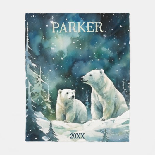 Polar Beren Custom Fleece Deken (Voorkant)