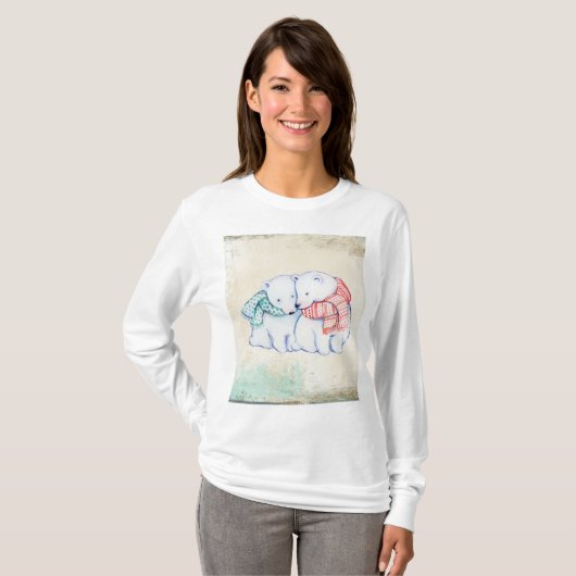 Polar Beren Dames Basic T-shirt met lange mouwen (Voorkant volledig)