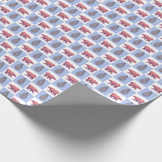 Polar Beren en blokdruk Topiary Wrapping Paper Cadeaupapier (Hoek)
