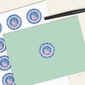 Polar Beren en Christmas Tree Blue Envelope Seal Ronde Sticker