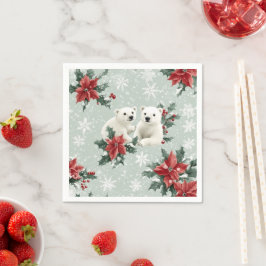 Polar Beren en sneeuwvlokken Vrolijk kerstfeest Servet