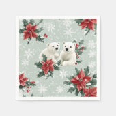 Polar Beren en sneeuwvlokken Vrolijk kerstfeest Servet (Voorkant)