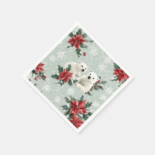 Polar Beren en sneeuwvlokken Vrolijk kerstfeest Servet (Hoek)
