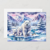 Polar Beren en Snowy Winter Scene Schilderen Briefkaart (Voorkant / Achterkant)