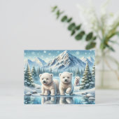 Polar Beren en Snowy Winter Scene Schilderen Briefkaart (Staand voorkant)