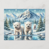 Polar Beren en Snowy Winter Scene Schilderen Briefkaart (Voorkant)