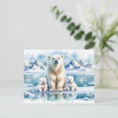 Polar Beren en Snowy Winter Scene Schilderen Briefkaart (Staand voorkant)