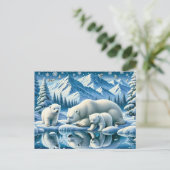Polar Beren en Snowy Winter Scene Schilderen Briefkaart (Staand voorkant)