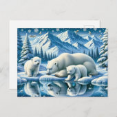 Polar Beren en Snowy Winter Scene Schilderen Briefkaart (Voorkant / Achterkant)