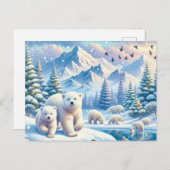 Polar Beren en Snowy Winter Scene Schilderen Briefkaart (Voorkant / Achterkant)