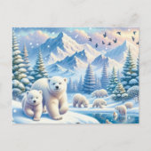 Polar Beren en Snowy Winter Scene Schilderen Briefkaart (Voorkant)