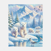 Polar Beren en Snowy Winter Scene Schilderen Fleece Deken (Voorkant)
