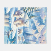 Polar Beren en Snowy Winter Scene Schilderen Fleece Deken (Voorkant (Horizontaal))