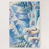 Polar Beren en Snowy Winter Scene Schilderen Legpuzzel (Verticaal)