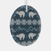 Polar Beren gebreid winterpatroon Glas Ornament (Voorkant Rechts)