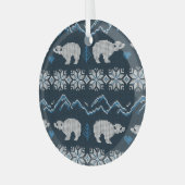 Polar Beren gebreid winterpatroon Glas Ornament (Voorkant links)