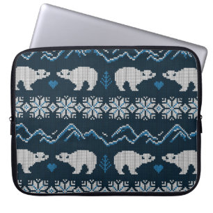 Polar Beren gebreid winterpatroon Laptop Sleeve