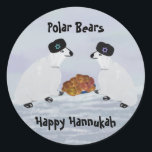 Polar Beren Hannukah Nachten Stickers<br><div class="desc">Illustratie van Polar Beren in het noordpoolgebied ter ere van Hannukah.</div>