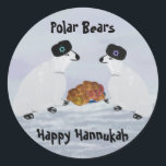 Polar Beren Hannukah Nachten Stickers<br><div class="desc">Illustratie van Polar Beren in het noordpoolgebied ter ere van Hannukah.</div>