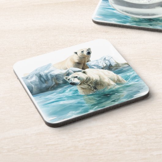 Polar Beren Hard plastic onderzetter (Linkerzijde)