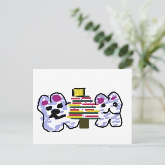 Polar beren kerst briefkaart (Staand voorkant)