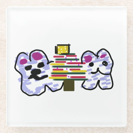 Polar beren kerst glazen onderzetter (Voorkant)