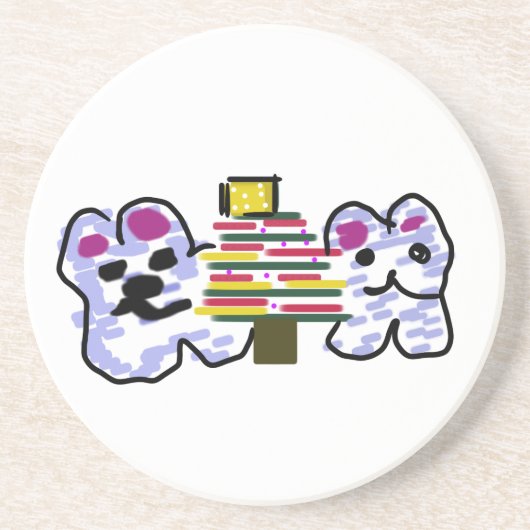 Polar beren kerst zandsteen onderzetter (Voorkant)