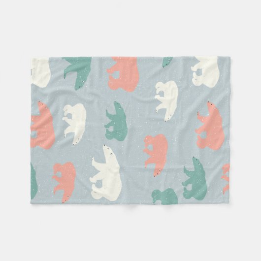 Polar Beren kerstwinterpatroon Fleece Deken (Voorkant (Horizontaal))
