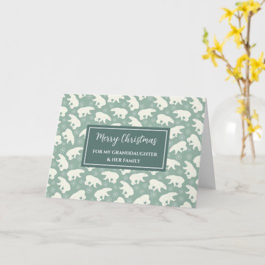 Polar Beren Kleindochter & Familie Vrolijk Kerstfe Kaart (Gele Bloem)