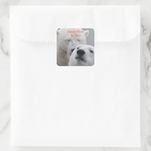 Polar Beren Liefde Vierkante Sticker (Tas)