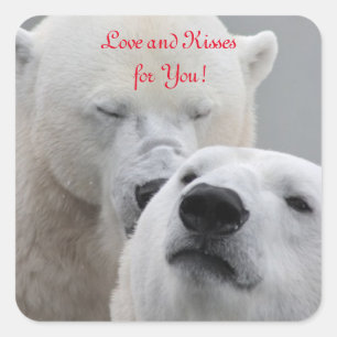 Polar Beren Love Vierkante Sticker