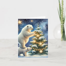 Polar Beren onder de Sterrennacht Kerst Kaart