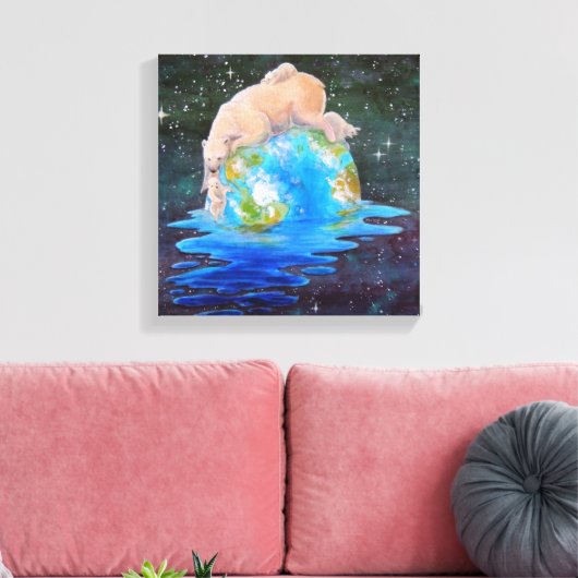 Polar Beren opwarmingscanvas Canvas Afdruk (Insitu (Woonkamer))