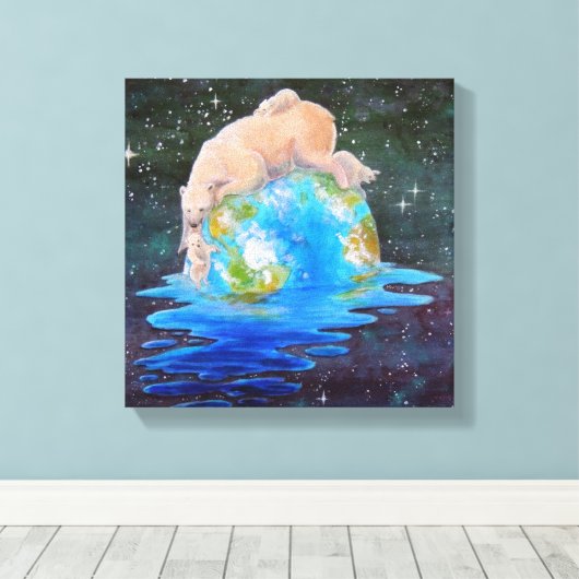 Polar Beren opwarmingscanvas Canvas Afdruk (Insitu (Houten vloer))