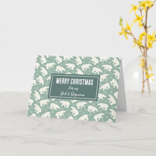 Polar Beren Papa en stiefmoeder Vrolijk kerstfeest Kaart (Gele Bloem)