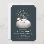 Polar Beren Snow Wereldbol Navy Blue Holiday Party Kaart (Voorkant)