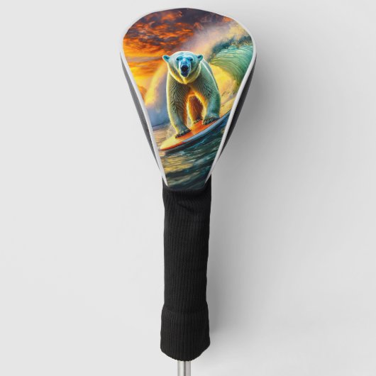 Polar Beren Surfen 02 ontwerp van Rich AmeN Gill Golfheadcover (Voorkant)