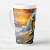 Polar Beren Surfen 02 ontwerp van Rich AmeN Gill Latte Mok (Linkerhoek)
