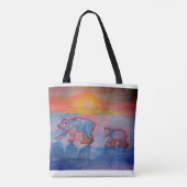 Polar Beren Tekening Aangepaste All-over-Print Can Tote Bag (Achterkant)
