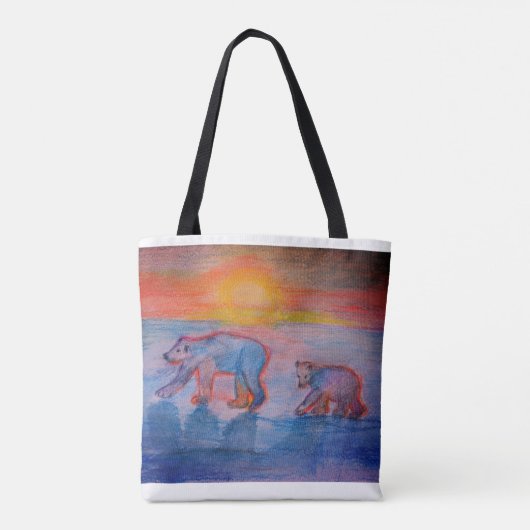 Polar Beren Tekening Aangepaste All-over-Print Can Tote Bag (Achterkant)