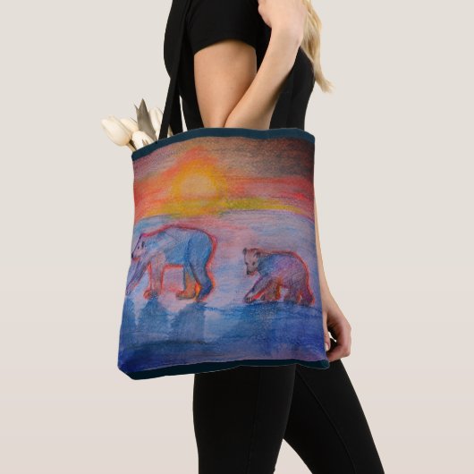 Polar Beren Tekening Aangepaste All-over-Print Can Tote Bag (Dichtbij)