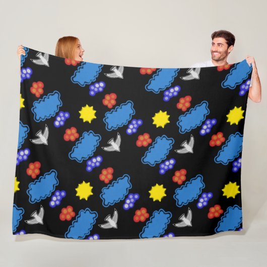 Polar cover Jimette Design white blue yellow red Fleece Deken (In situ)