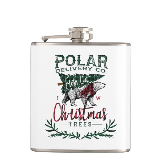 Polar Delivery Co. Fresh Cut-kerstbomen Heupfles (Voorkant)