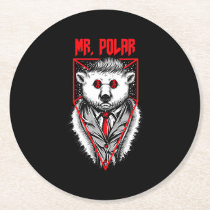 Polar Design A Funny Polar Beer Dierenvriend Ronde Kartonnen Onderzetter