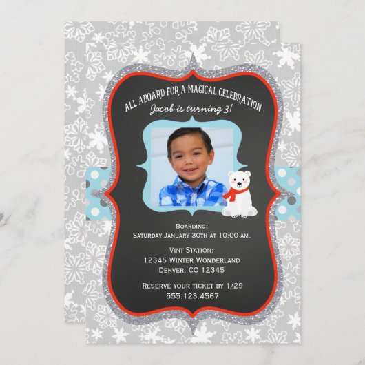 Polar Express Boy Foto van Birthday Uitnodiging (Voorkant / Achterkant)