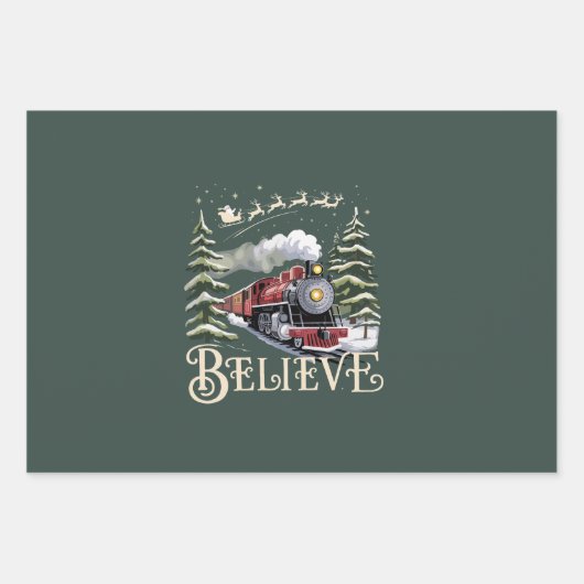 Polar Express Kerstcadeau Geloof Kerstmis Winter Inpakpapier Vel (Voorkant)