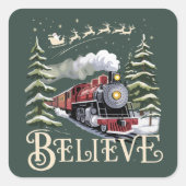 Polar Express Kerstcadeau Geloof Kerstmis Winter Vierkante Sticker (Voorkant)