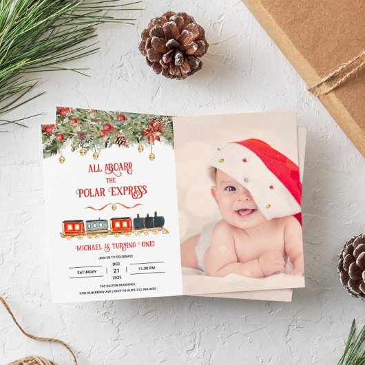 Polar Express magische foto verjaardagsuitnodiging Kaart