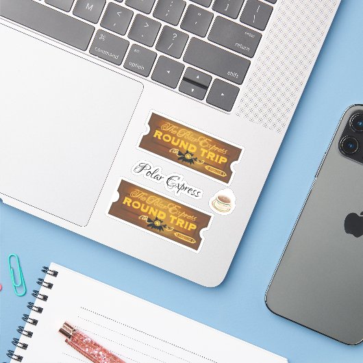 Polar express sticker blad (Laptop met iPhone)